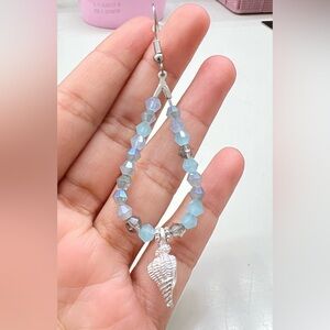 Seashell charm earrings (blue tones)